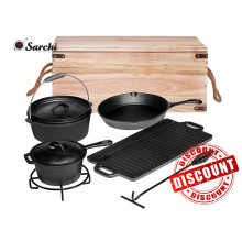 Discount Hot Sale Pré-conditionné Camping Cast Iron Cookware